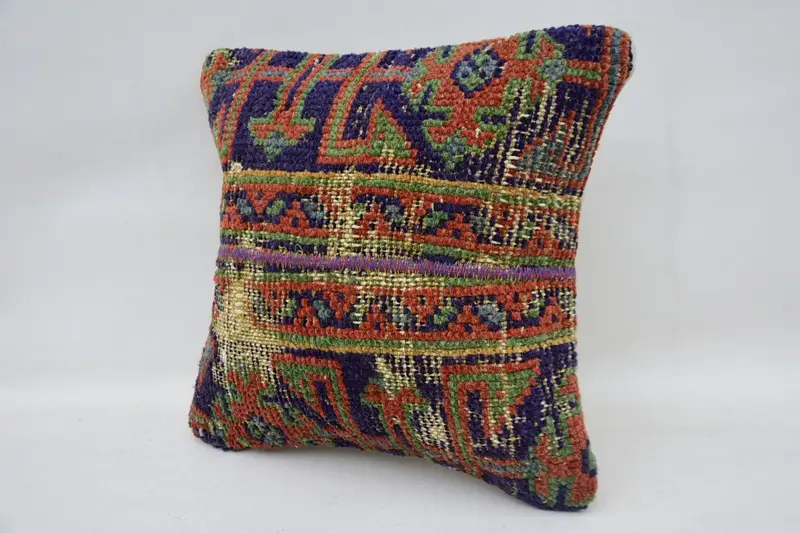 Cushion Case, Pillow for Couch, Interior Designer Pillow, Boho Pillow Sham Cover, Traditional Pillow, 12x12 Blue Pillow Cover - 2