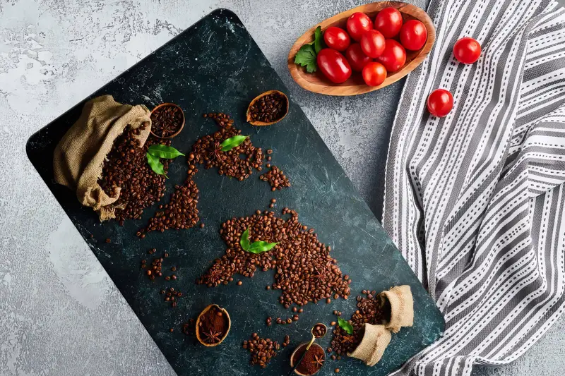 世界地図ガラスまな板、コーヒー愛好家のトレンディなキッチンの必需品