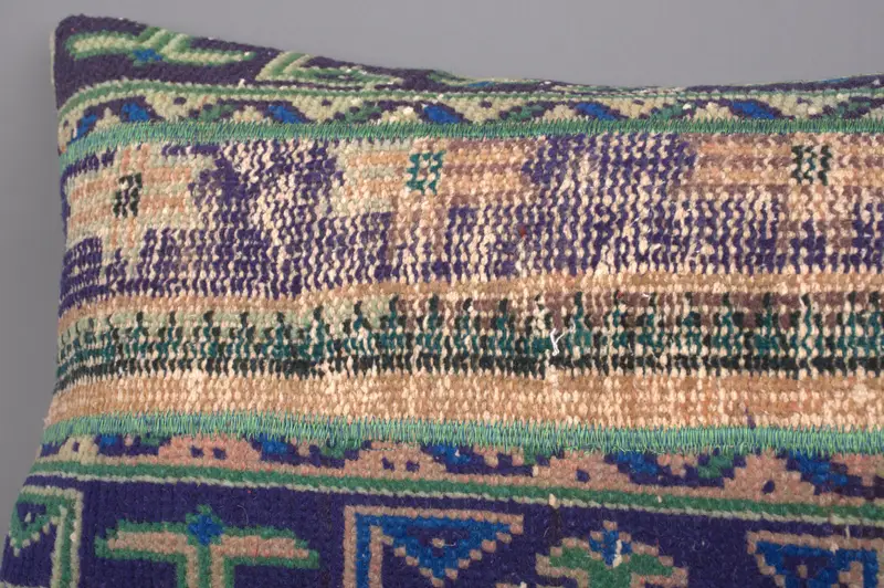 Antique Pillows, 16x43 Blue Cushion Cover, Personalized Gift Pillow Cushion Case, Turkish Kilim Pillow, Pillow Cover, Vintage Pillow - 4