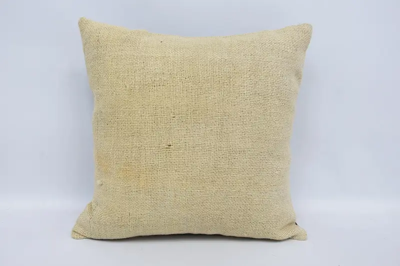 Retro Pillow Sham, Home Decor Pillow, Pillow Sham, Turkish Kilim Pillow, Vintage Kilim Throw Pillow, Outdoor Patio Cushion Cover, 16x16 Beige Pillow - 1