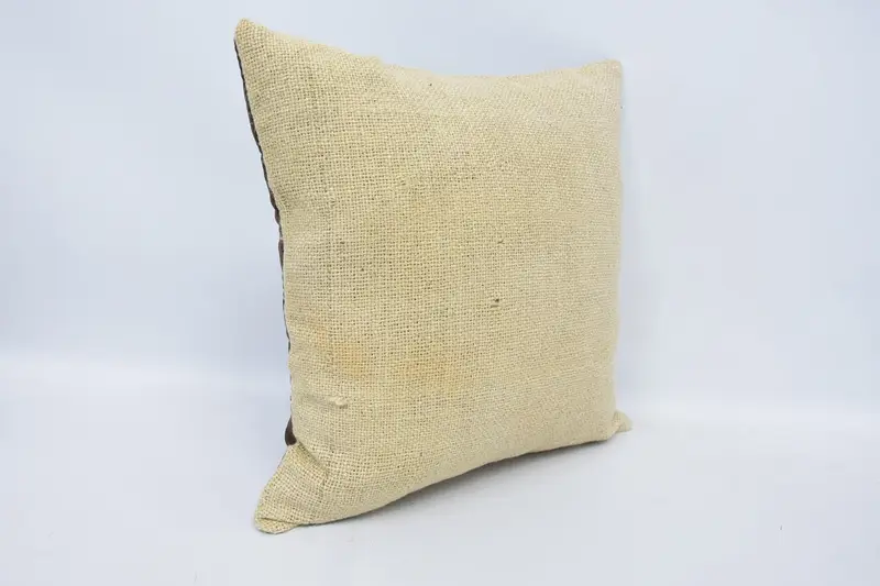 Retro Pillow Sham, Home Decor Pillow, Pillow Sham, Turkish Kilim Pillow, Vintage Kilim Throw Pillow, Outdoor Patio Cushion Cover, 16x16 Beige Pillow - 3