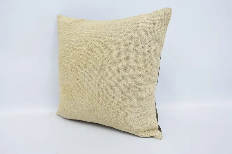 Retro Pillow Sham, Home Decor Pillow, Pillow Sham, Turkish Kilim Pillow, Vintage Kilim Throw Pillow, Outdoor Patio Cushion Cover, 16x16 Beige Pillow - 4
