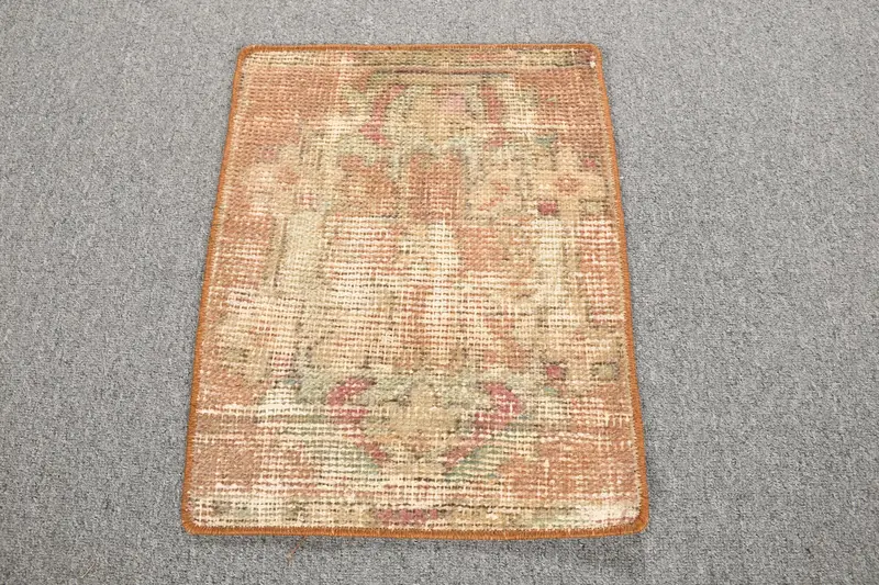 Turkish Vintage Rug, Small 1.2x1.5 ft (36x46 cm) Rug, Brown Camouflage Wool Rug - 1