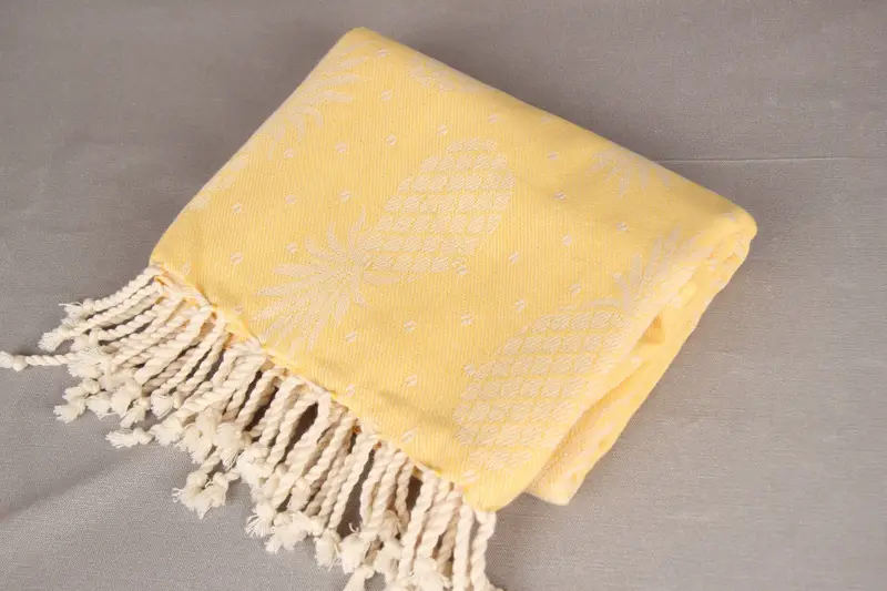 Spa Gift Towel, 80x40 Cotton Pineapple Design Towel, Soft towel, Yoga Towel, Handmade Gift, Summer Gift Ideas, Bridesmaid Gifts, Turkish beach towel - 7
