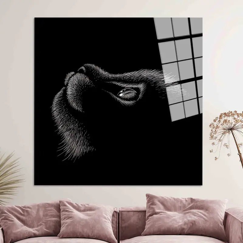 Moderne schwarze abstrakte Katzenleinwand – trendiges Geschenk für Katzenliebhaber