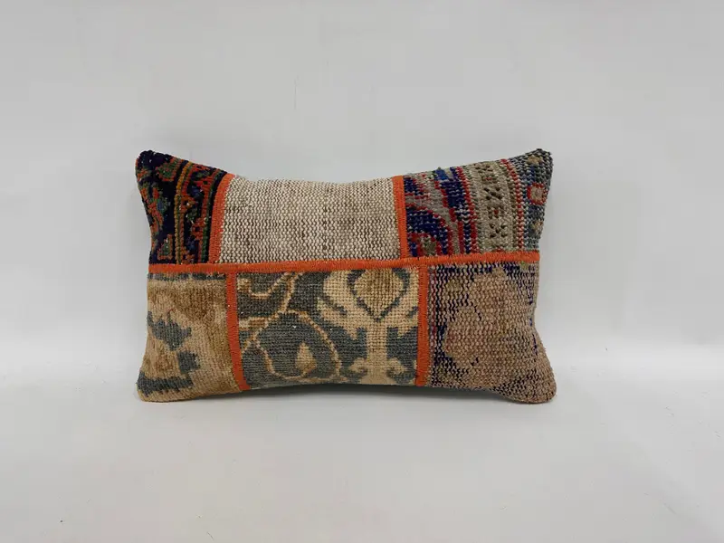 Boho Pillow Sham Cover, 12x20 Blue Pillow, Turkish Rugs Pillow Sham, Interior Designer Pillow, Pillow Cover, Boho Pillow - 1