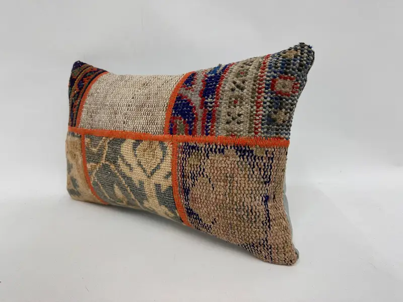 Boho Pillow Sham Cover, 12x20 Blue Pillow, Turkish Rugs Pillow Sham, Interior Designer Pillow, Pillow Cover, Boho Pillow - 4
