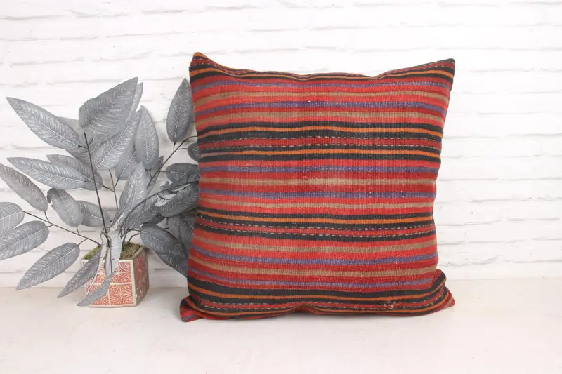 Southwestern Pillow, Car Pillow, Boho Pillow Sham Cover, Pillow Cover, Pillow for Sofa, 24x24 Red Cushion Cover, Kilim Pillow - 1