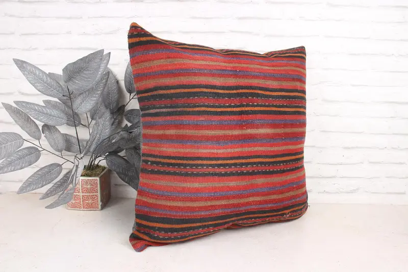 Southwestern Pillow, Car Pillow, Boho Pillow Sham Cover, Pillow Cover, Pillow for Sofa, 24x24 Red Cushion Cover, Kilim Pillow - 3