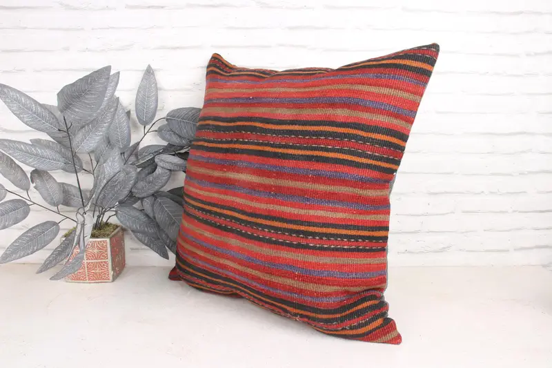 Southwestern Pillow, Car Pillow, Boho Pillow Sham Cover, Pillow Cover, Pillow for Sofa, 24x24 Red Cushion Cover, Kilim Pillow - 4