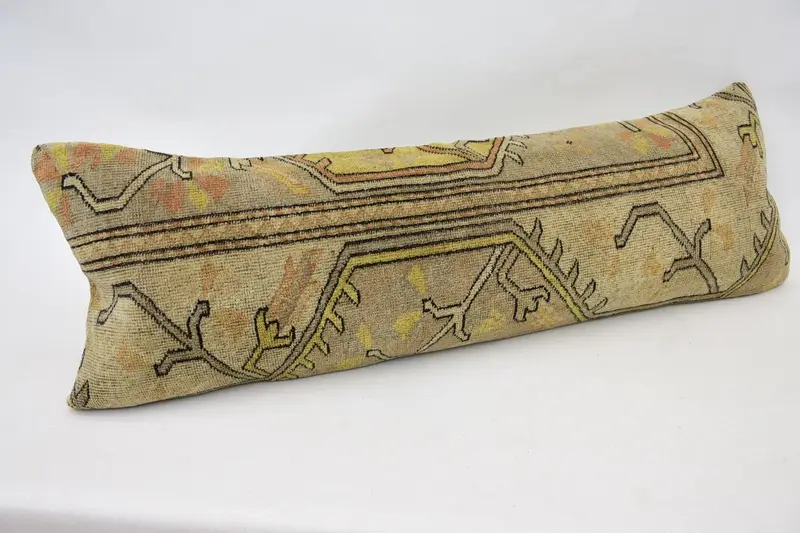 Antique Pillows, Cushion Cover, Kilim Pillow Cover, 16x48 Beige Cushion, Decorative Throw Cushion, Ethnical Kilim Rug Pillow - 3