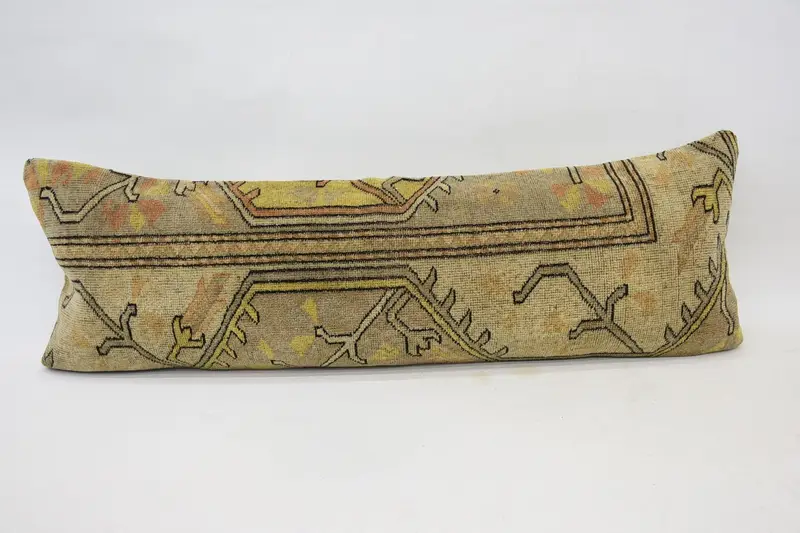 Antique Pillows, Cushion Cover, Kilim Pillow Cover, 16x48 Beige Cushion, Decorative Throw Cushion, Ethnical Kilim Rug Pillow - 4