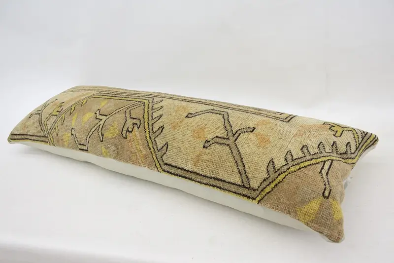Antique Pillows, Cushion Cover, Kilim Pillow Cover, 16x48 Beige Cushion, Decorative Throw Cushion, Ethnical Kilim Rug Pillow - 6