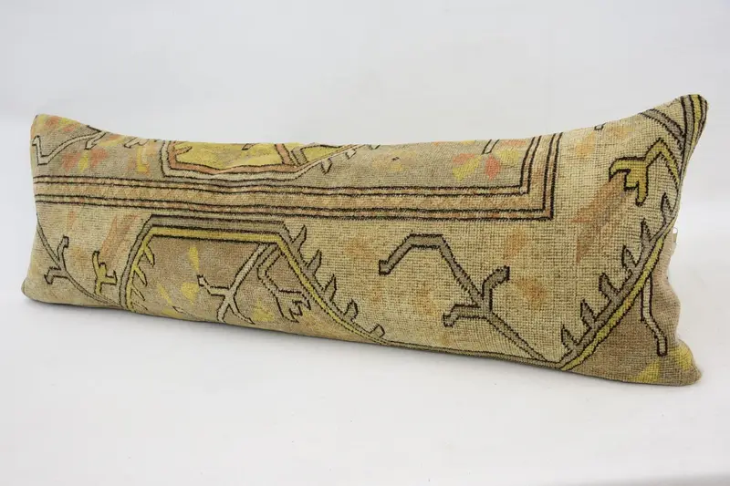 Antique Pillows, Cushion Cover, Kilim Pillow Cover, 16x48 Beige Cushion, Decorative Throw Cushion, Ethnical Kilim Rug Pillow - 5