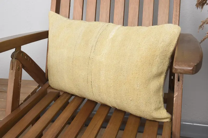 Pillow for Sofa, Handmade Kilim Cushion, Outdoor Bolster Pillow Cover, Living Room Throw Pillow, Cushion Case, 12x20 Beige Cushion Case, Boho Pillow - 3