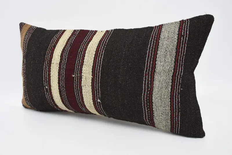 Tribal Pillow, 12x24 Brown Cushion Cover, Boho Pillow, Handmade Throw Cushion Case, Cushion Case, Kilim Cushion Sham, Vintage Pillow - 4