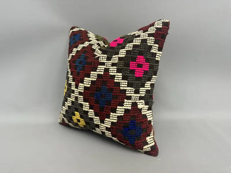 Pillow Case, 18x18 White Pillow Cover, Throw Kilim Pillow, Handmade Cushion Cover, Pillow for Sofa, Interior Designer Pillow - 3
