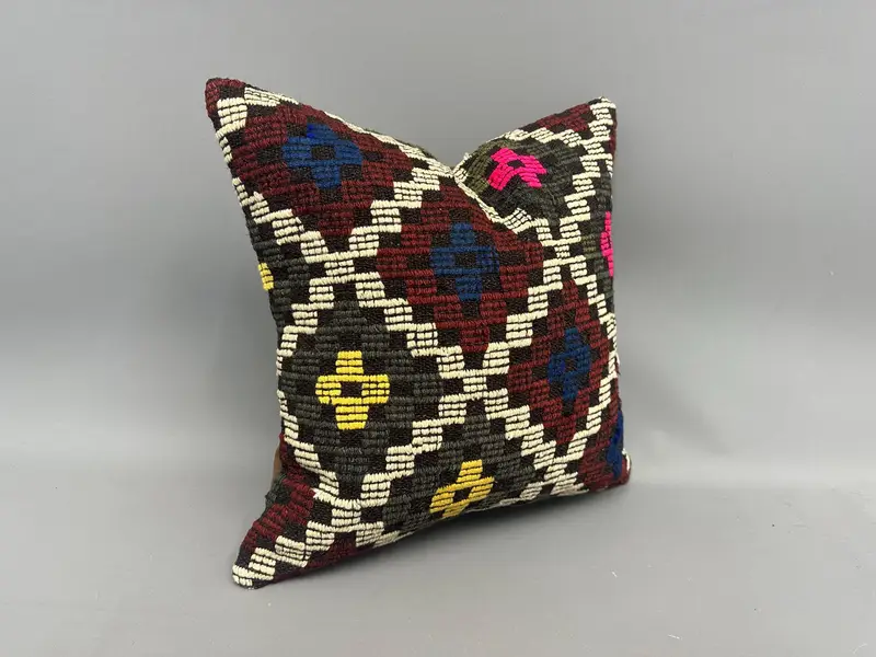 Pillow Case, 18x18 White Pillow Cover, Throw Kilim Pillow, Handmade Cushion Cover, Pillow for Sofa, Interior Designer Pillow - 2