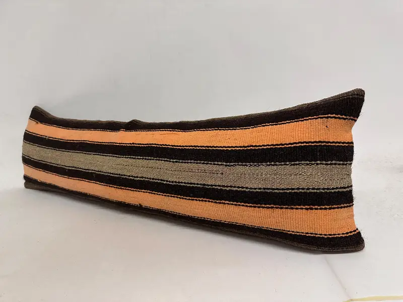 Gift Pillow, Garden Pillow, 12x43 Beige Pillow Sham, Turkish Corner Pillow Cover, Vintage Kilim Throw Pillow, Pillow Case, Kilim Pillow Cover - 3