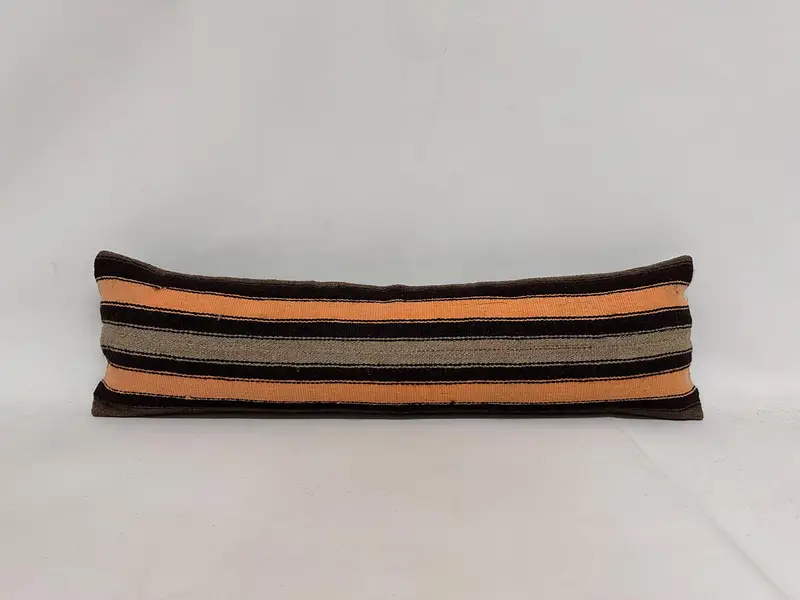 Gift Pillow, Garden Pillow, 12x43 Beige Pillow Sham, Turkish Corner Pillow Cover, Vintage Kilim Throw Pillow, Pillow Case, Kilim Pillow Cover - 1