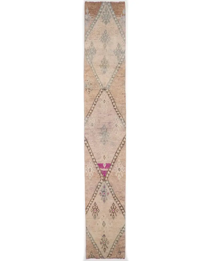 Zarif Bej Oryantal Halı, 2x12,8 ft Bej ve Kahverengi