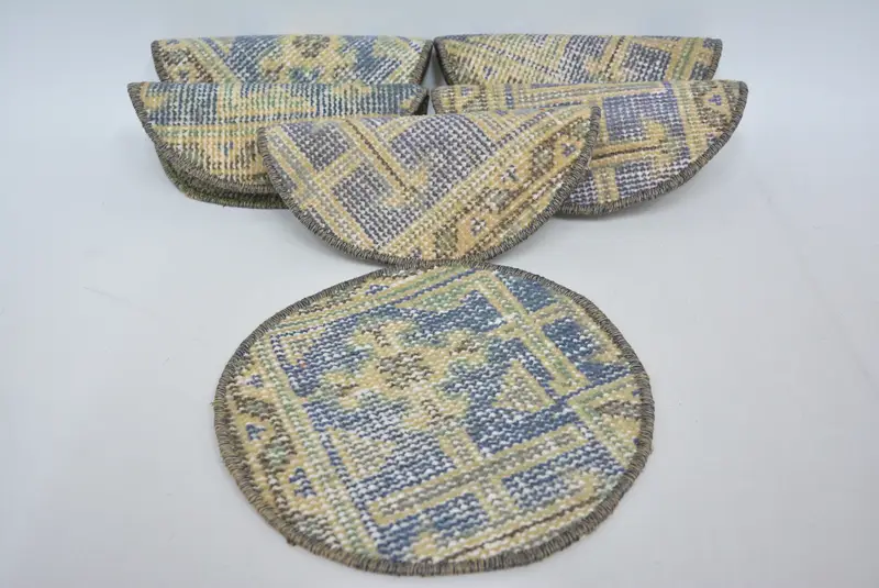 Mantel individual bohemio azul y beige de 25 x 25 pulgadas, mantel individual decorativo versátil