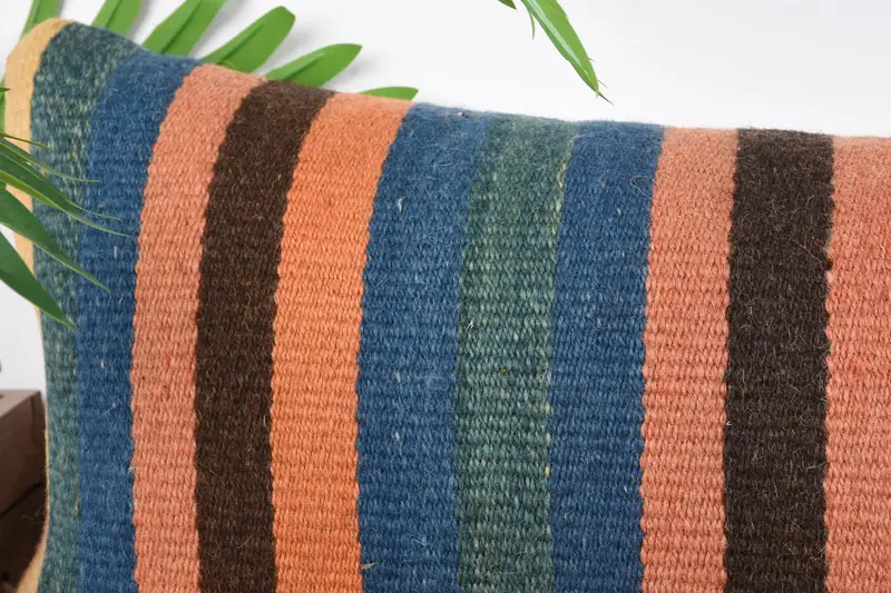 Cushion Cover, Kilim Pillow, 12x43 Blue Pillow Cover, Boho Chic Cushion Case, Vintage Kilim Throw Pillow, Kilim Pillow Cover, Ikat Cushion Case - 2