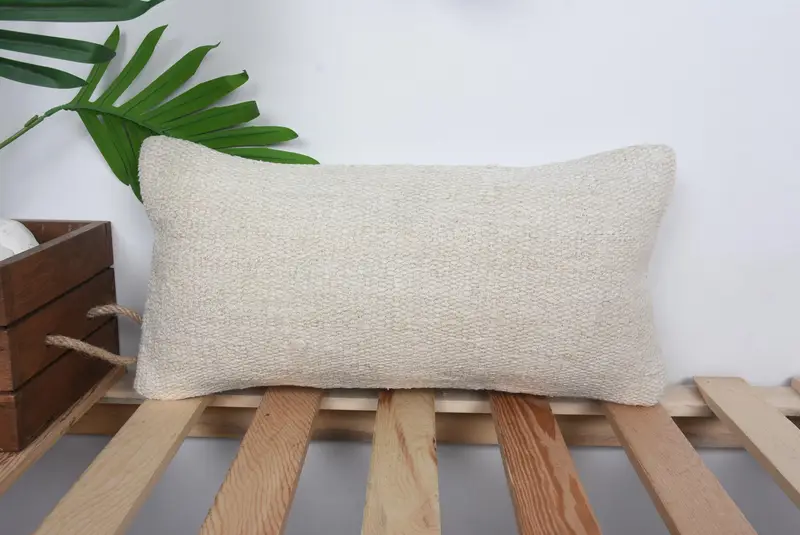 Home Decor Pillow, Kilim Pillow, Pillow Sham, Handmade Cushion Cover, Cotton Pillow, Turkish Pillow, Farmhouse Cushion Case, 8x16 Beige Pillow Case - 1