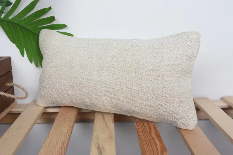 Home Decor Pillow, Kilim Pillow, Pillow Sham, Handmade Cushion Cover, Cotton Pillow, Turkish Pillow, Farmhouse Cushion Case, 8x16 Beige Pillow Case - 5