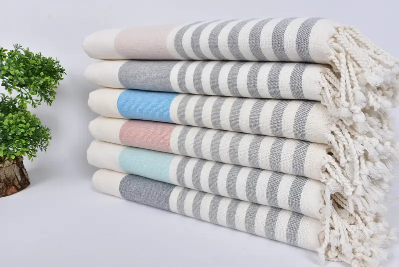 Handmade Turkish hammam towel, Bath towel, Xmas Gifts, Sand-free towel, Large Turkish Towel, 68x36 Cotton Striped Terry Towel, Family Gift Basket - 3