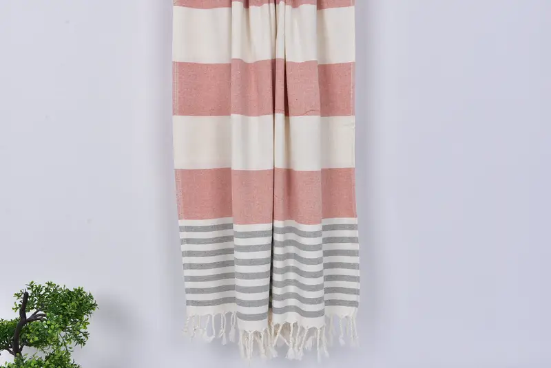 Handmade Turkish hammam towel, Bath towel, Xmas Gifts, Sand-free towel, Large Turkish Towel, 68x36 Cotton Striped Terry Towel, Family Gift Basket - 8