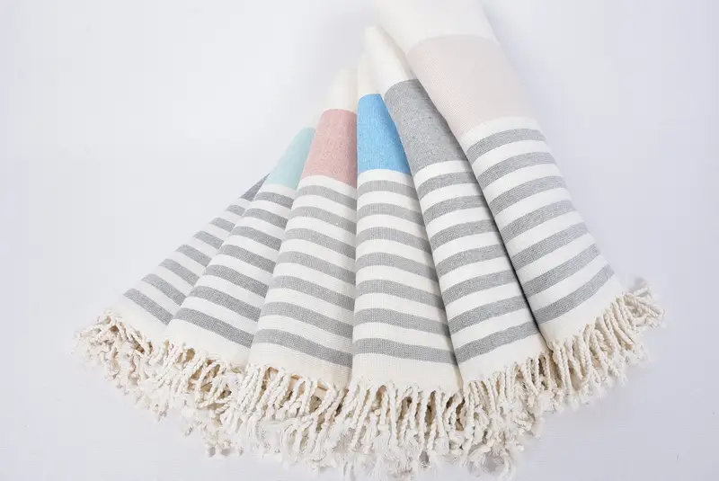 Handmade Turkish hammam towel, Bath towel, Xmas Gifts, Sand-free towel, Large Turkish Towel, 68x36 Cotton Striped Terry Towel, Family Gift Basket - 4