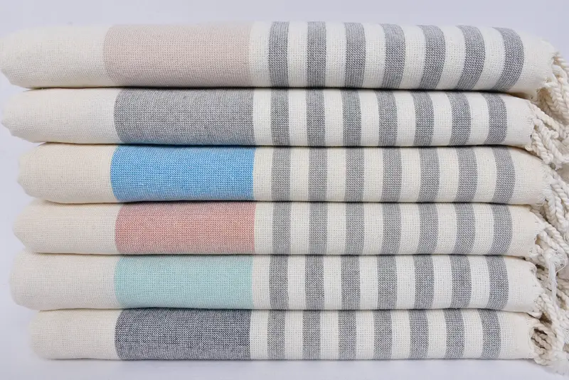 Handmade Turkish hammam towel, Bath towel, Xmas Gifts, Sand-free towel, Large Turkish Towel, 68x36 Cotton Striped Terry Towel, Family Gift Basket - 2