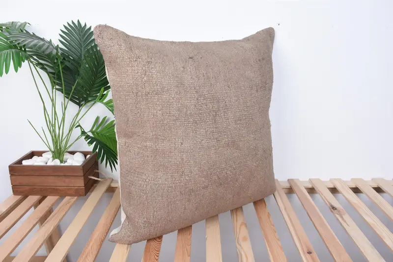 Boho Pillow, Pillow for Sofa, Kilim Pillow Cover, Cushion Cover, Cotton Cushion Cover, Bolster Throw Cushion Case, 28x28 Brown Pillow Cover - 4