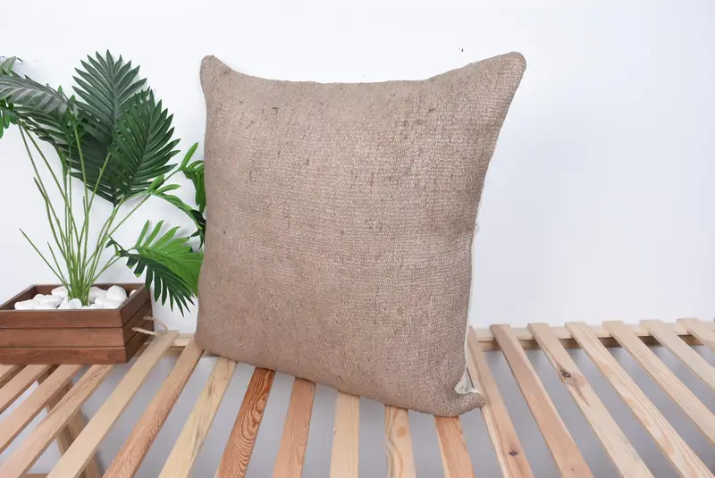 Boho Pillow, Pillow for Sofa, Kilim Pillow Cover, Cushion Cover, Cotton Cushion Cover, Bolster Throw Cushion Case, 28x28 Brown Pillow Cover - 5