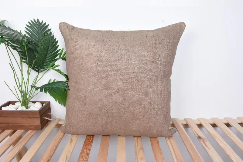 Boho Pillow, Pillow for Sofa, Kilim Pillow Cover, Cushion Cover, Cotton Cushion Cover, Bolster Throw Cushion Case, 28x28 Brown Pillow Cover - 1