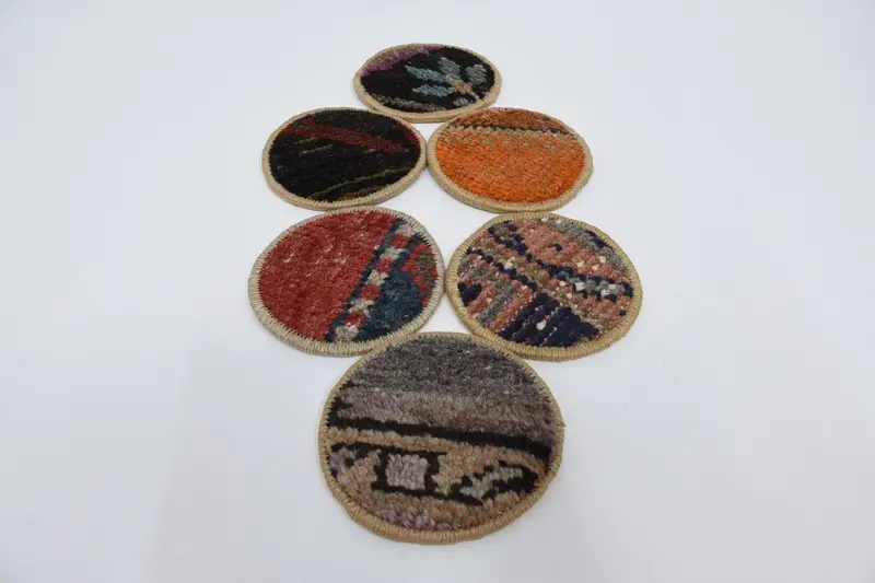 Elegant Orange & Red Circle Coaster, Durable Glass Pad Coaster