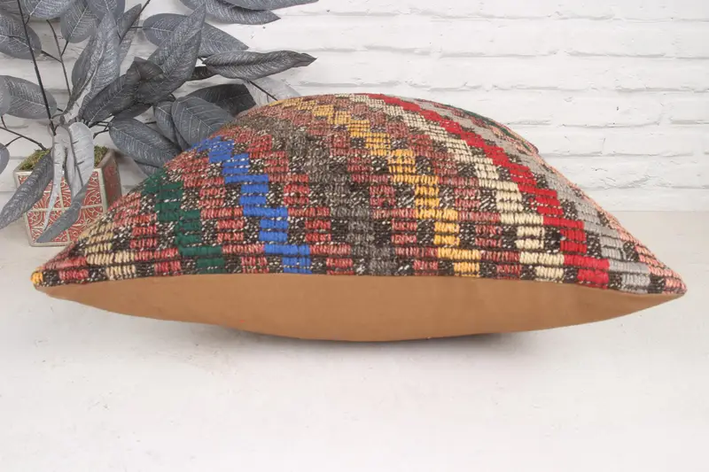 Pillow for Couch, Bed Cushion Cover, Vintage Kilim Pillow, Nomadic Cushion Case, 20x20 Green Pillow, Cushion Case, Ethnical Kilim Rug Pillow - 5