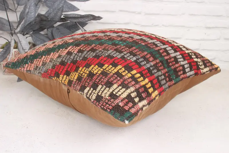 Pillow for Couch, Bed Cushion Cover, Vintage Kilim Pillow, Nomadic Cushion Case, 20x20 Green Pillow, Cushion Case, Ethnical Kilim Rug Pillow - 6