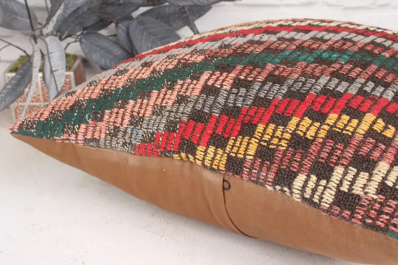 Pillow for Couch, Bed Cushion Cover, Vintage Kilim Pillow, Nomadic Cushion Case, 20x20 Green Pillow, Cushion Case, Ethnical Kilim Rug Pillow - 7