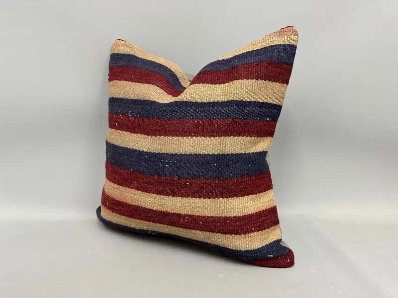 Cushion Cover, 20x20 Red Pillow Cover, Knitted Pillow, One Of A Kind Cushion Case, Turkish Kilim Pillow, Vintage Kilim Pillow, Kilim Cushion Sham - 3
