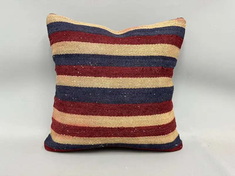 Cushion Cover, 20x20 Red Pillow Cover, Knitted Pillow, One Of A Kind Cushion Case, Turkish Kilim Pillow, Vintage Kilim Pillow, Kilim Cushion Sham - 4