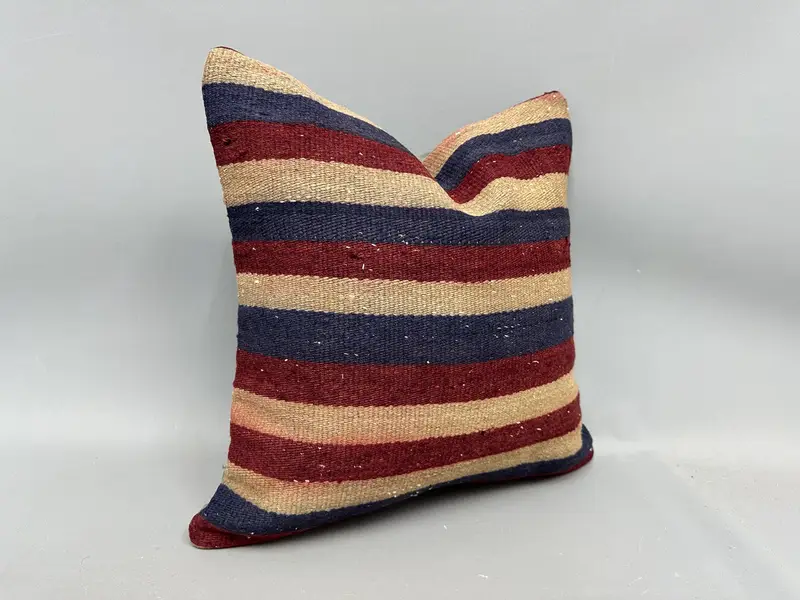 Cushion Cover, 20x20 Red Pillow Cover, Knitted Pillow, One Of A Kind Cushion Case, Turkish Kilim Pillow, Vintage Kilim Pillow, Kilim Cushion Sham - 2