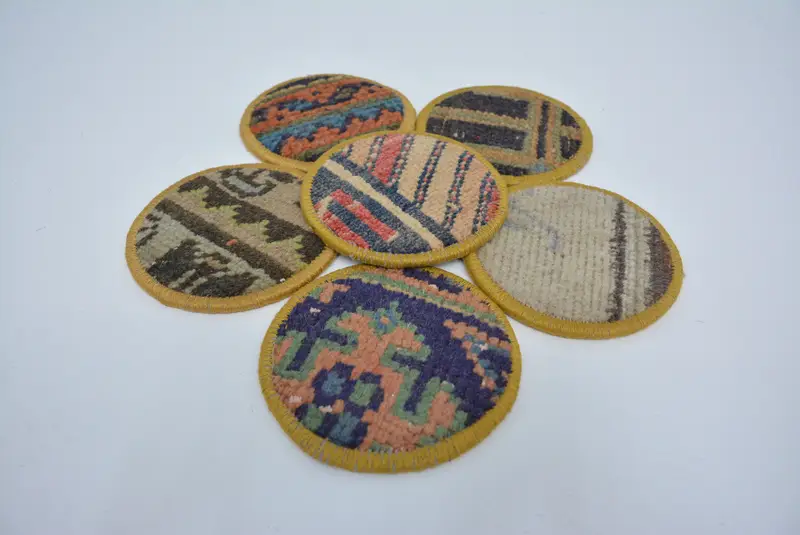 Posavasos Kilim azul y marrón único, posavasos de mesa premium