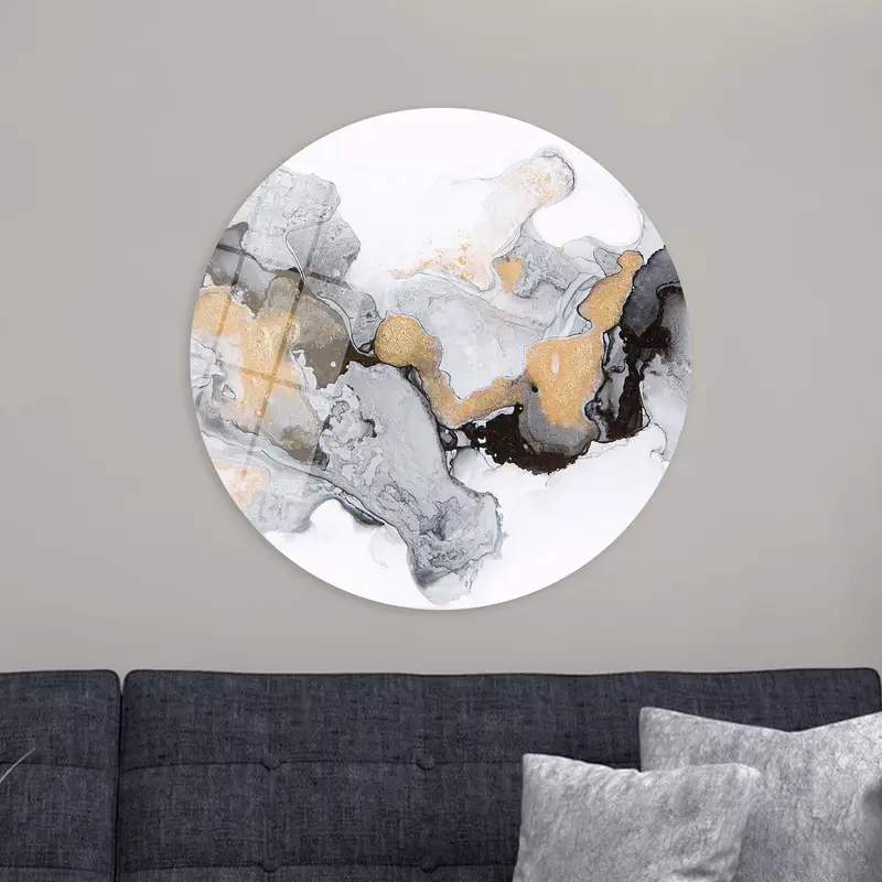 Elegant Gray Marble Printed Canvas: Contemporary Shimmery Decor