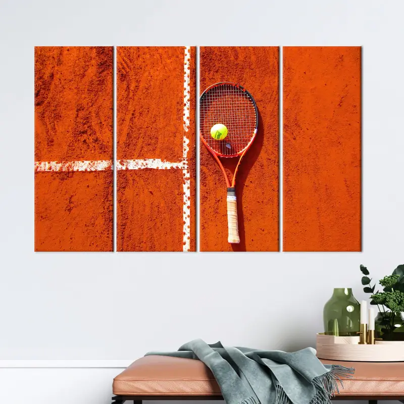 Orange Canvas Art, Tennis Wall Art, Gift for Tennis Players, Sport Room Decor, Canvas Wall Art, Modern Canvas Art, Tennis Canvas Decor - 3
