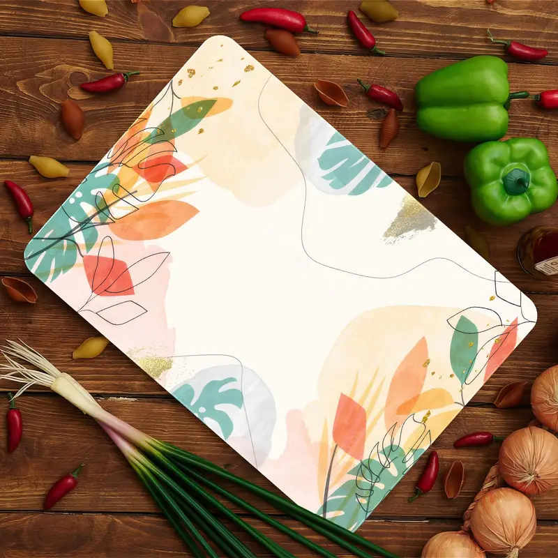 Tropikal Yaprak Cam Kesme Tahtası, Temperli, Mutfağın Temeli