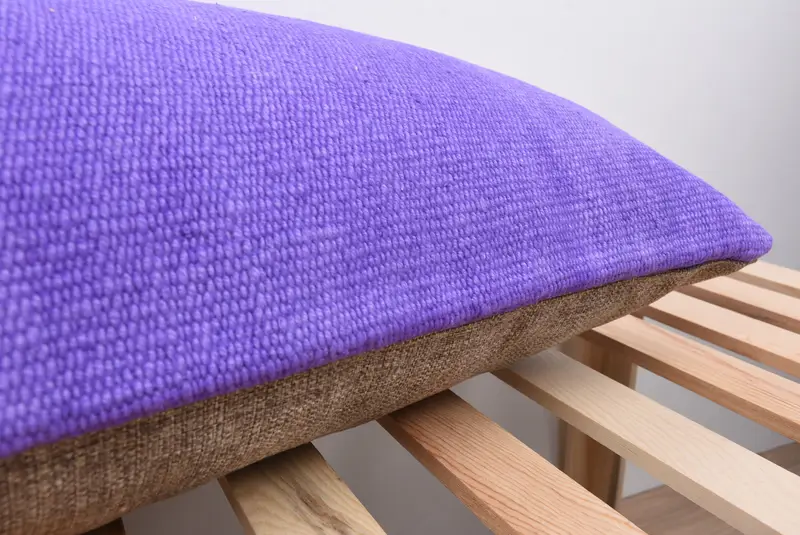 Throw Kilim Pillow, Turkish Kilim Pillow, Vintage Pillow, Crochet Pattern Cushion Case, Pillow, Handmade Rug Seat Cushion, 16x48 Purple Cushion Case - 7