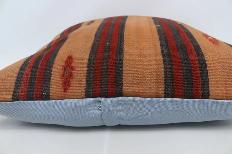 Bench Pillow Cover, Ethnical Kilim Rug Pillow, 28x28 Orange Cushion Case, Turkish Pillow, Bed Cushion Cover, Pillow, Bench Cushion Case, Boho Pillow - 5
