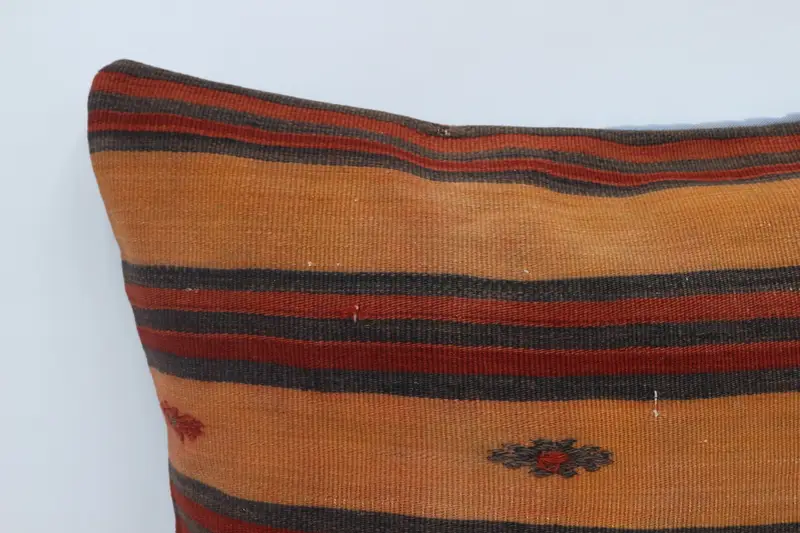 Bench Pillow Cover, Ethnical Kilim Rug Pillow, 28x28 Orange Cushion Case, Turkish Pillow, Bed Cushion Cover, Pillow, Bench Cushion Case, Boho Pillow - 2